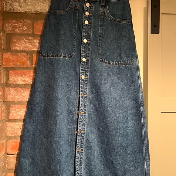 Showpo Alisa Midi Skirt- Ultra High-waisted Dark Blue Denim - Picture 8 of 9